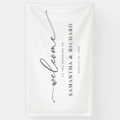 Einfaches Script Black & White Wedding Willkommens Banner (Vertikal)