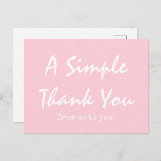 Einfaches Script Blush Pink Geschäft Vielen Dank Postkarte (Vorne/Hinten)