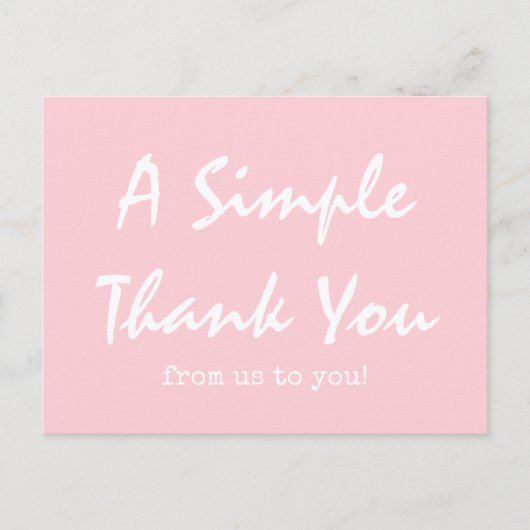 Einfaches Script Blush Pink Geschäft Vielen Dank Postkarte (Vorderseite)