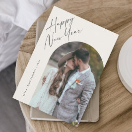 Einfaches Script Boho Arch Happy New Year Feiertagskarte