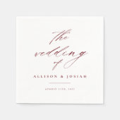 Einfaches Script Burgundy Maroon Wedding Serviette (Vorderseite)