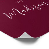 Einfaches Script Burgundy Wedding Willkommen Poster (Ecke)