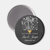 Einfaches Script Chalkboard Gold Heart Save the Da Magnet (Vorderseite/Rückseite)