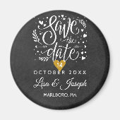 Einfaches Script Chalkboard Gold Heart Save the Da Magnet (Vorne)