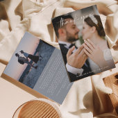 Einfaches Script Dusty Blue mit Foto Wedding Dankeskarte