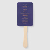 Einfaches Script-Elegantes Lila-Gold-Hochzeitsprog Fächer (Vorderseite)