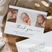 Einfaches Script Foto Collage Baby Dankeskarte