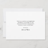 Einfaches Script Foto Collage Baby Dankeskarte (Rückseite)