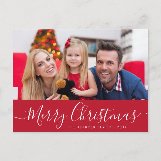 einfaches Script Foto frohe Weihnachten Postkarte (Vorderseite)