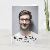 Einfaches Script Foto Happy Birthday Real Karte (Vorderseite)