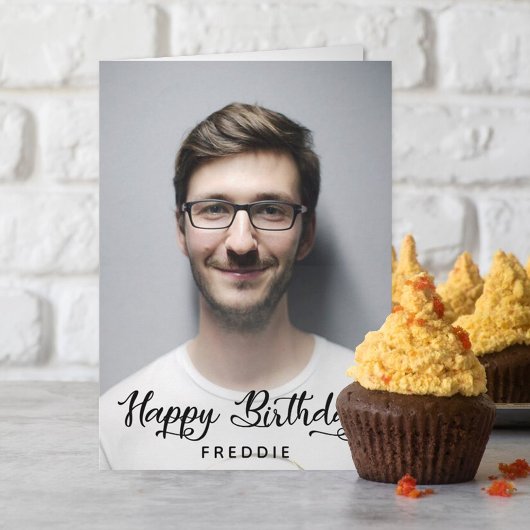 Einfaches Script Foto Happy Birthday Real Karte