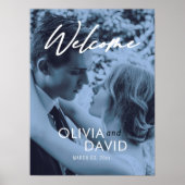 Einfaches Script-Foto Hochzeitsempfang Begrüßungsz Poster (Vorne)