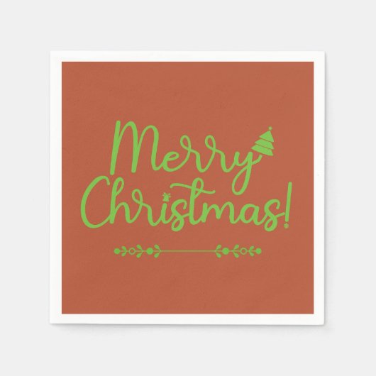 Einfaches Script frohe Weihnachten auf Red-Brown P Serviette (Vorderseite)