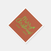 Einfaches Script frohe Weihnachten auf Red-Brown P Serviette (Ecke)