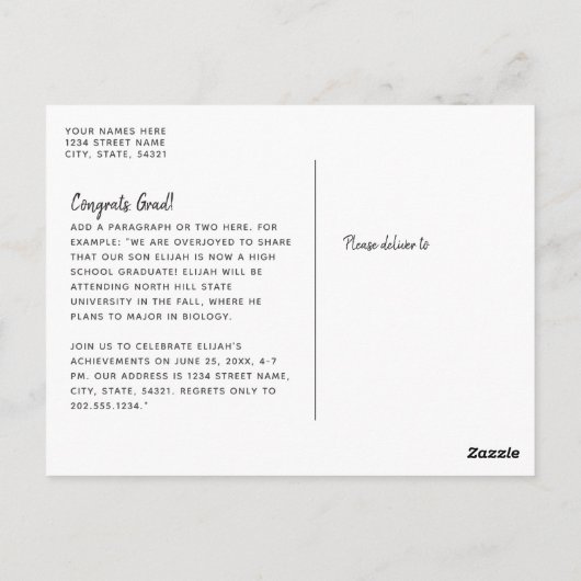 Einfaches Script-Gold-Overlay-Foto-Abschluss Postkarte (Rückseite)