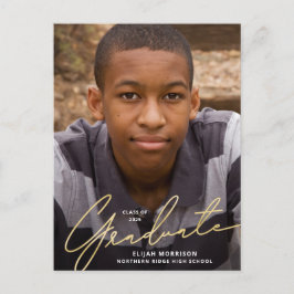 Einfaches Script-Gold-Overlay-Foto-Abschluss Postkarte