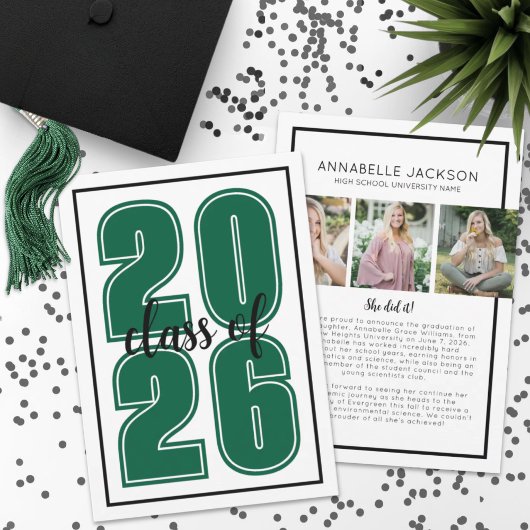 Einfaches Script Graduate Foto Green Abschluss Ankündigung