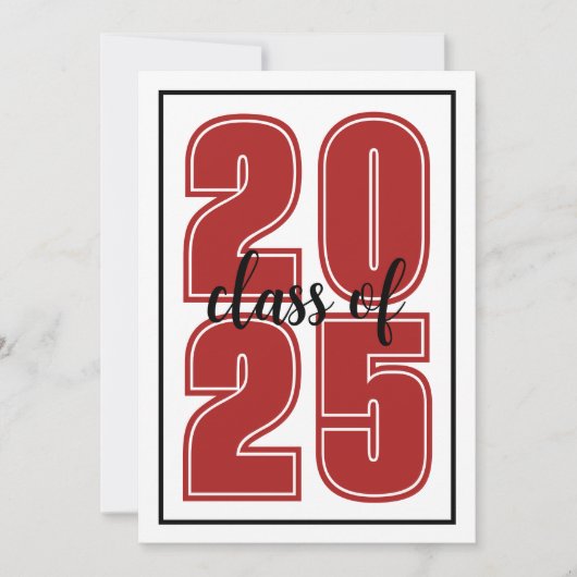 Einfaches Script Graduate Foto Red Abschluss Ankündigung (Vorderseite)