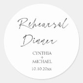 Einfaches Script-Hochzeit-Probe-Dinner Runder Aufkleber (Vorderseite)