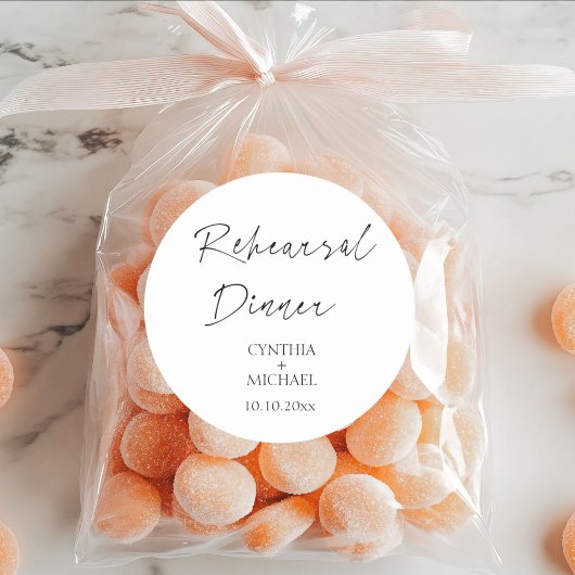 Einfaches Script-Hochzeit-Probe-Dinner Runder Aufkleber