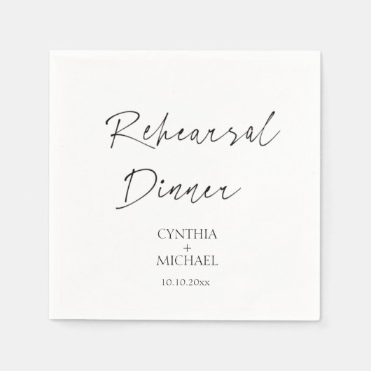 Einfaches Script-Hochzeit-Probe-Dinner Serviette (Vorderseite)