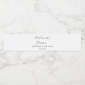 Einfaches Script-Hochzeit-Probe-Dinner Wasserflaschenetikett (Einzelnes Label)