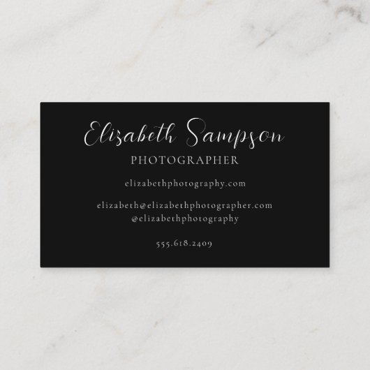 Einfaches Script-Individuelle Name Schwarz Visitenkarte (Rückseite)