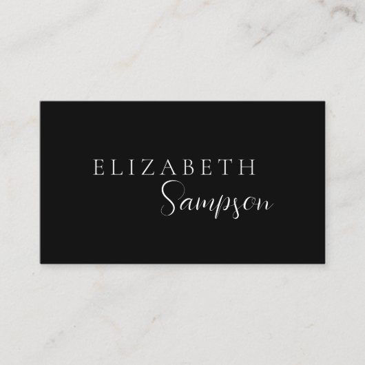 Einfaches Script-Individuelle Name Schwarz Visitenkarte (Vorderseite)