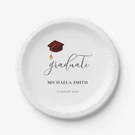Einfaches Script Maroon High School Graduate Pappteller