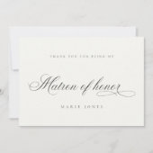 Einfaches Script Minimal Schwarz-weiß Matron of Ho Dankeskarte (Vorderseite)