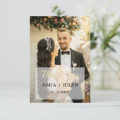 Einfaches Script Minimalistisch Heart Wedding Foto Dankeskarte (Stehend Vorderseite)