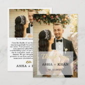 Einfaches Script Minimalistisch Heart Wedding Foto Dankeskarte (Vorne/Hinten)