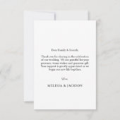 Einfaches Script Minimalistisch Wedding Foto Dankeskarte (Rückseite)