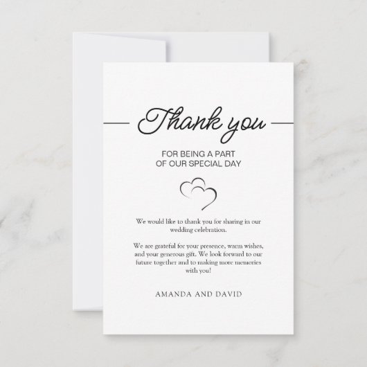 Einfaches Script Minimalistisch Wedding Foto Dankeskarte (Rückseite)