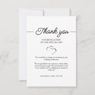 Einfaches Script Minimalistisch Wedding Foto Dankeskarte