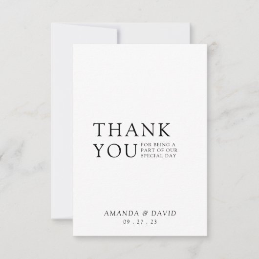 Einfaches Script Minimalistisch Wedding Foto Dankeskarte (Vorderseite)