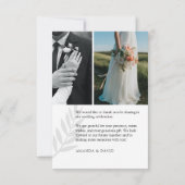 Einfaches Script Minimalistisch Wedding Foto Dankeskarte (Rückseite)