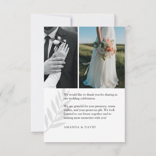 Einfaches Script Minimalistisch Wedding Foto Dankeskarte (Rückseite)