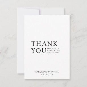 Einfaches Script Minimalistisch Wedding Foto Dankeskarte