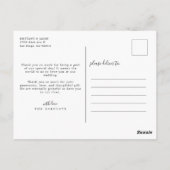 Einfaches Script mit Heart Wedding Danke Foto Postkarte (Rückseite)