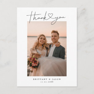 Einfaches Script mit Heart Wedding Danke Foto Postkarte