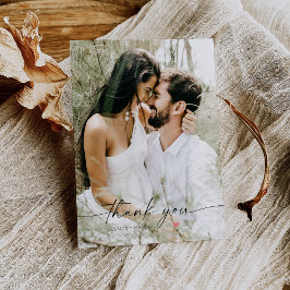 Einfaches Script mit Heart Wedding Foto Vielen Dan Postkarte