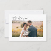 Einfaches Script mit Herz-Hochzeit-Foto Dankeskarte (Vorderseite)