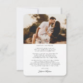 Einfaches Script mit Herz-Hochzeit-Foto Dankeskarte (Rückseite)