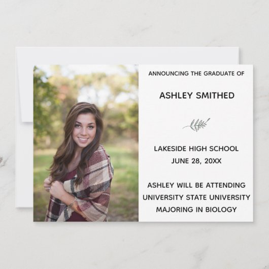 Einfaches Script Modern 2 Foto Abschluss Ankündigung (Rückseite)