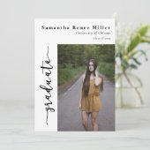 Einfaches Script Modern 2 Foto Abschluss Einladung (Stehend Vorderseite)