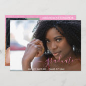 Einfaches Script Modern 2 Foto Girl Abschluss Ankündigung (Vorne/Hinten)