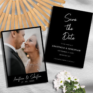 Einfaches Script Modernes Schwarz-Weiß-Foto Hochze Save The Date