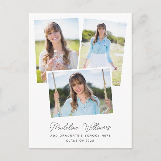 Einfaches Script Multi Foto Abschluss Postkarte (Vorderseite)