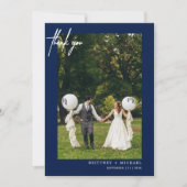 Einfaches Script Navy Foto Modern Dankeschön Karte (Vorderseite)